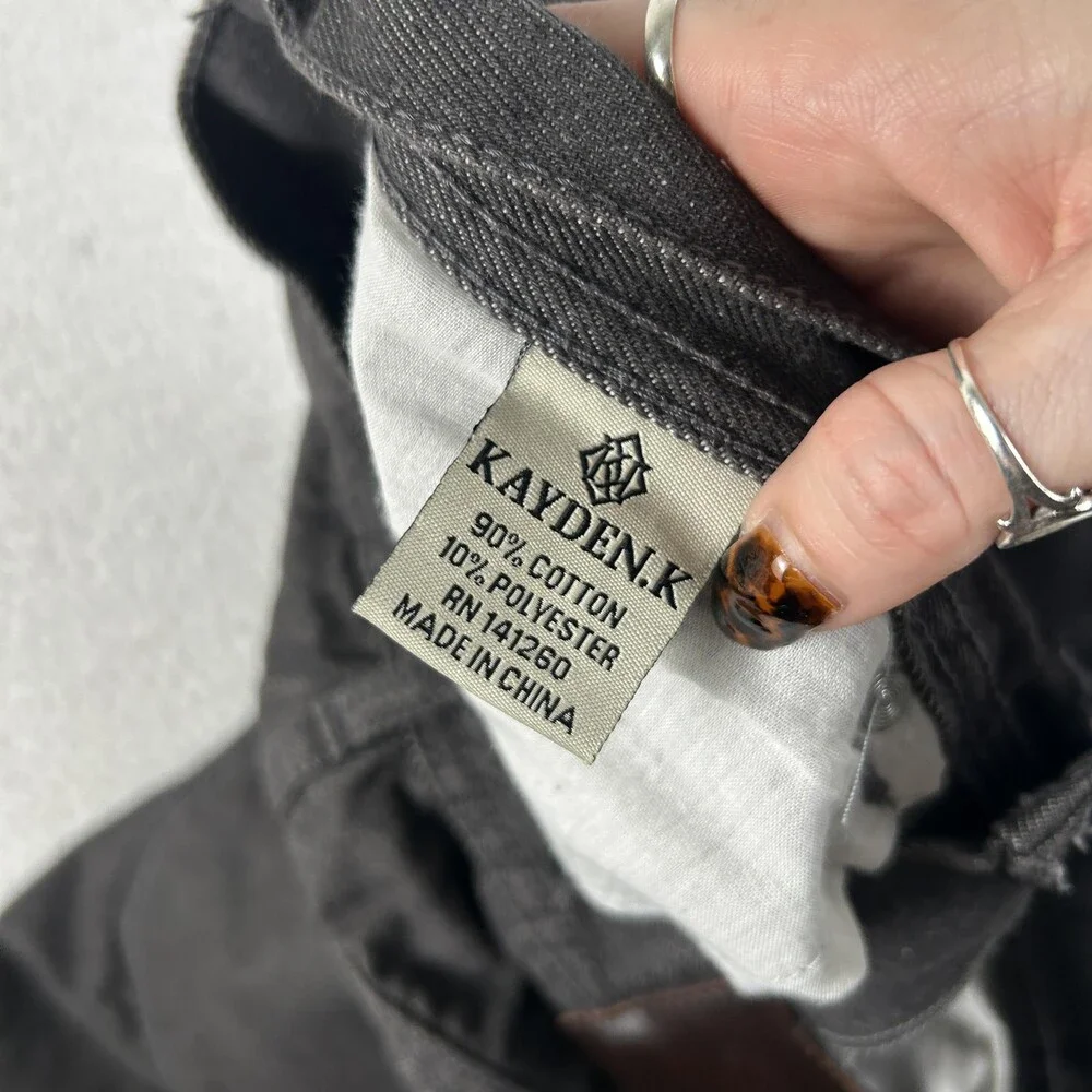 Kayden.K Jeans Mens 30x30 Charcoal Gray Tapered Selvedge Denim Zip Back Pockets